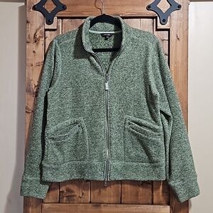 Cotton Ginny Green Vintage Fleece 2 Way Zip Jacket Size Large